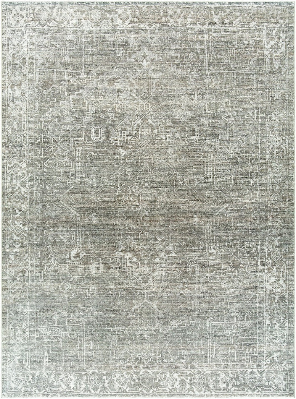 Livabliss Collins Avenue Medallion Accent Rug Plush Polyester Weave for Bedside or Entryway Olive, Ivory 9'1" x 12' GACA2306-9112