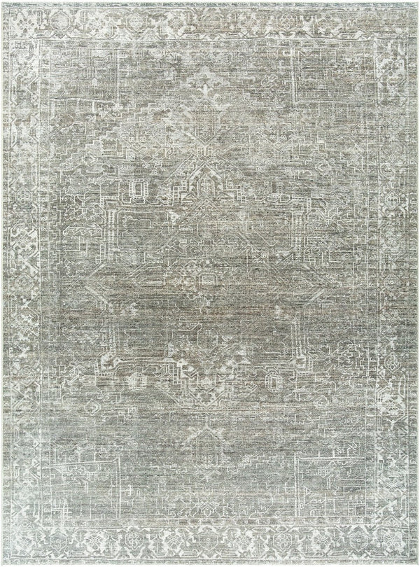 Livabliss Collins Avenue Medallion Accent Rug Plush Polyester Weave for Bedside or Entryway Olive, Ivory 9'1" x 12' GACA2306-9112