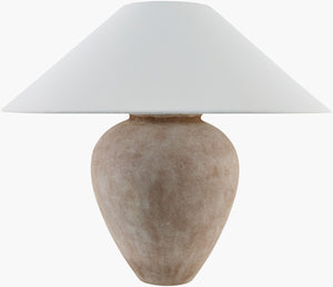 Livabliss Camden Ceramic Base Table Lamp with Wide Linen Shade for Console or Sideboard GACF-001