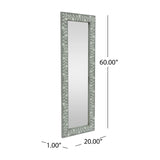 Christopher Knight Home® - Noble House - Wyola Boho Handcrafted Painted Full Length Standing Mirror, Gray and White