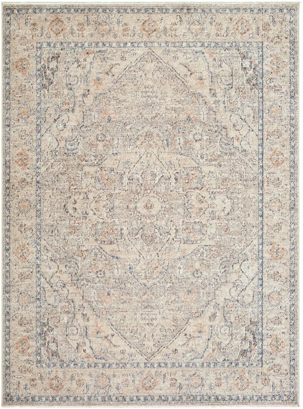 Livabliss Maria Elena Medallion Accent Rug Polyester Woven Fringe Trim Transitional Entryway Decor Taupe, Beige 2'2" x 3'9" GADA2300-2745