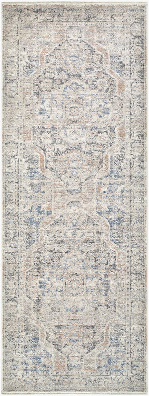 Livabliss Maria Elena Medallion Accent Rug Bohemian Fringe Polyester Woven Entryway Bedside Indigo Dark Brown, Oat 2'7" x 7'3" GADA2303-2773