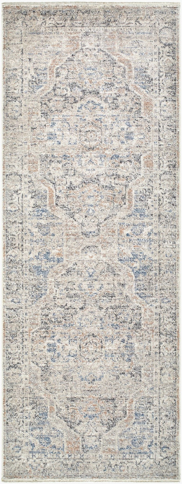Livabliss Maria Elena Medallion Accent Rug Bohemian Fringe Polyester Woven Entryway Bedside Indigo Dark Brown, Oat 2'7" x 7'3" GADA2303-2773