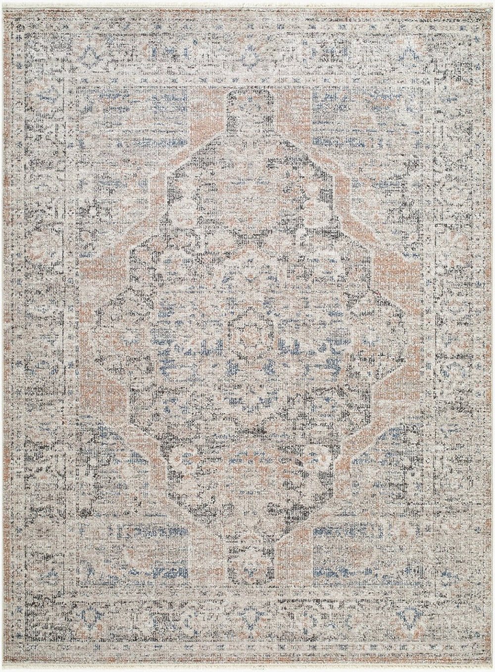 Livabliss Maria Elena Medallion Accent Rug Bohemian Fringe Polyester Woven Entryway Bedside Indigo Dark Brown, Oat 2'2" x 3'9" GADA2303-2745