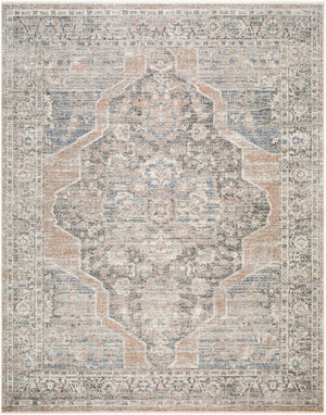 Livabliss Maria Elena Medallion Accent Rug Bohemian Fringe Polyester Woven Entryway Bedside Indigo Dark Brown, Oat 7'10" x 10' GADA2303-71010