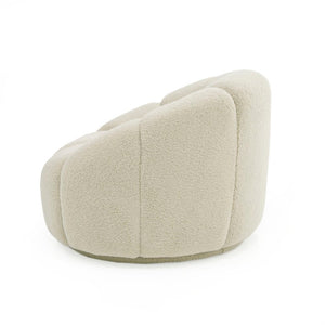 VIG Furniture Gadson Plush White Sherpa Swivel Chair — Channel-Tufted Rounded Accent Seat, 360° Comfort, 330 Lb Capacity VGODZW-20094-WHT-CH