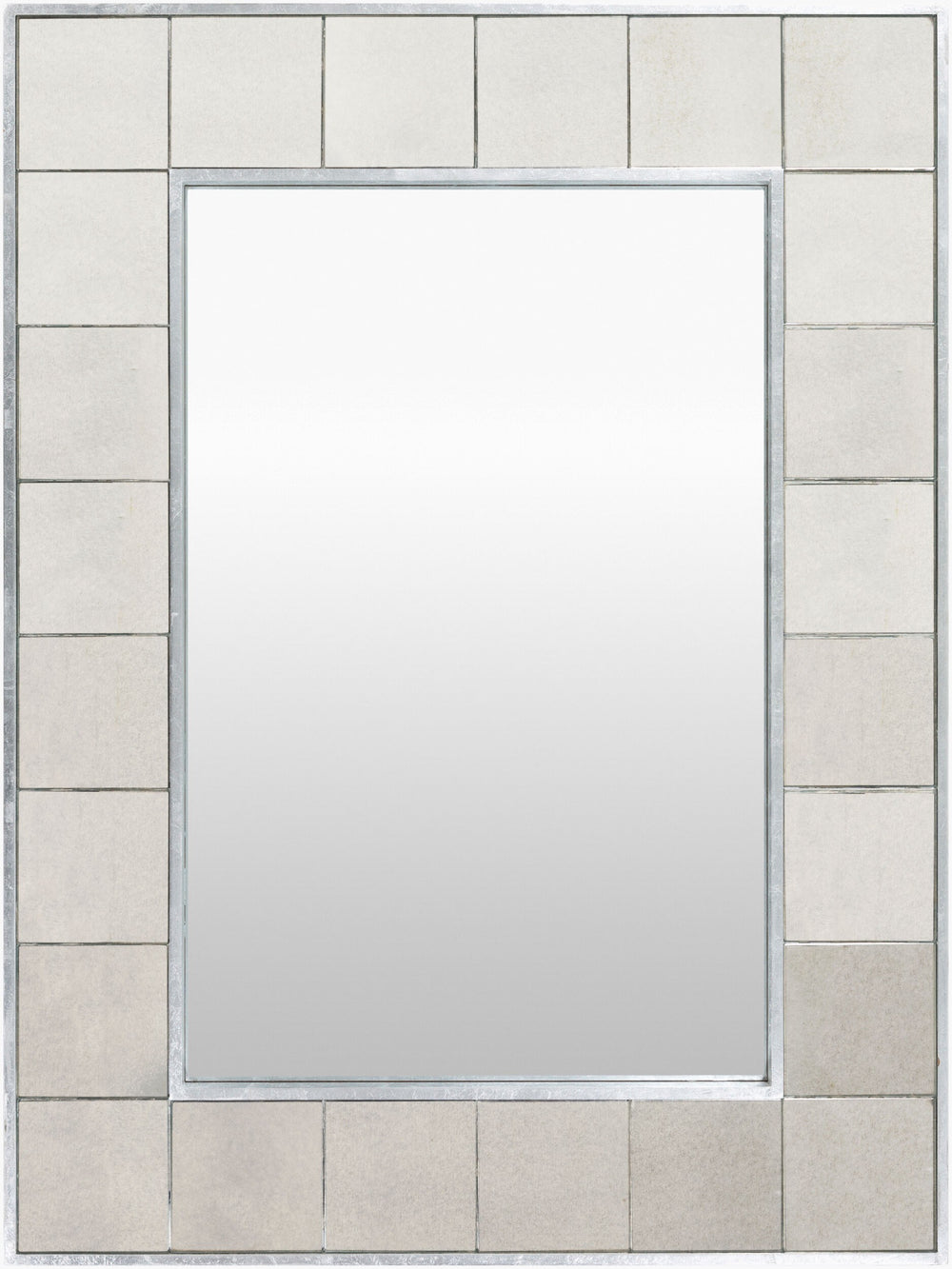 Surya Galen Elegant Hand-painted 40"H X 30"W Mirror - Stylish Décor Accent For Any Room's Aesthetic Appeal Frame, Metallic ,Silver Manufactured Wood Gae001-402