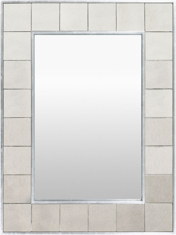 Surya Galen Elegant Hand-painted 40"H X 30"W Mirror - Stylish Décor Accent For Any Room's Aesthetic Appeal Frame, Metallic ,Silver Manufactured Wood Gae001-402