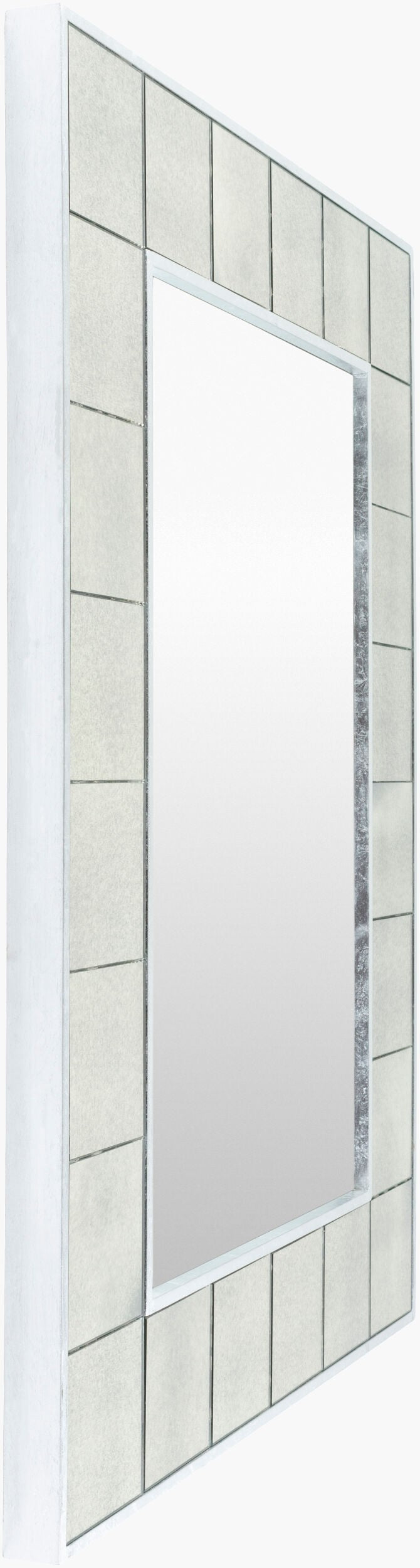 Surya Galen Elegant Hand-painted 40"H X 30"W Mirror - Stylish Décor Accent For Any Room's Aesthetic Appeal Frame, Metallic ,Silver Manufactured Wood Gae001-402