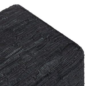 English Elm Fredrik Square Pouf - Stylish Black Buffalo Leather Accent Seat For Comfort & Versatile Use B136P159285