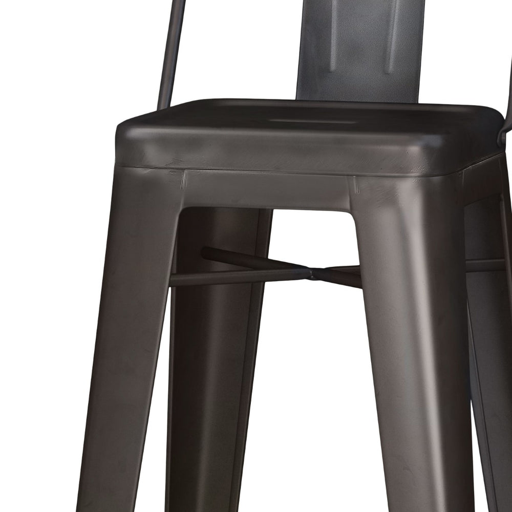 English Elm Rayne 30" Metal Bar Stool Set Of 2 - Modern Industrial Gun Metal Grey With Ergonomic Support B136P159497-GIGA