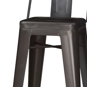 English Elm Rayne 30" Metal Bar Stool Set Of 2 - Modern Industrial Gun Metal Grey With Ergonomic Support B136P159497-GIGA
