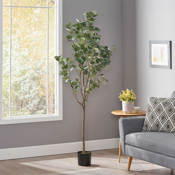 English Elm 180cm Artificial Eucalyptus Tree Faux Silver Dollar Foliage Tall Indoor Accent 70530.00