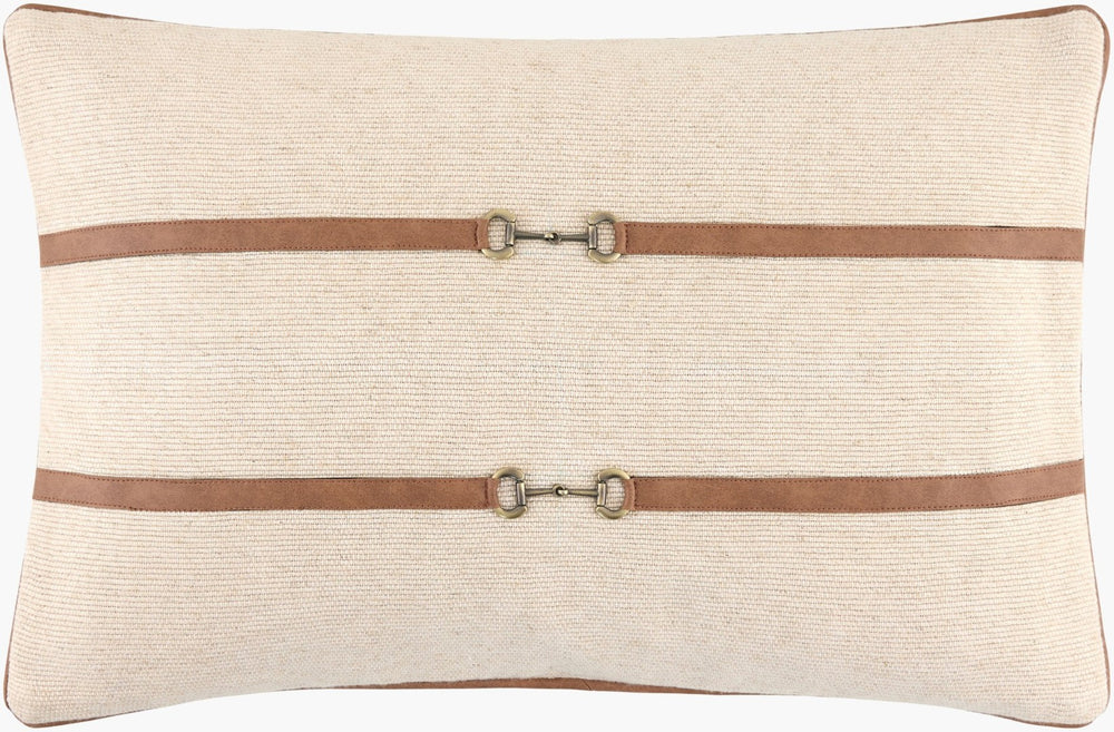 Livabliss Havre Lumbar Accent Pillow Linen Cotton Blend with Vegan Leather Buckle Detail GAHA002-1422P