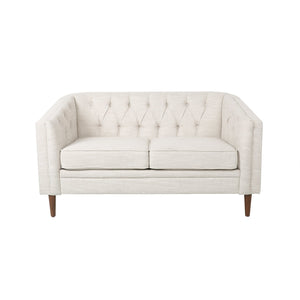 English Elm Christopher Knight Home® - LOVESEAT Diamond-Tufted PU Upholstery with Button Stitching, Tapered Birch Legs, Contemporary Chic Beige 72248.00FBGE