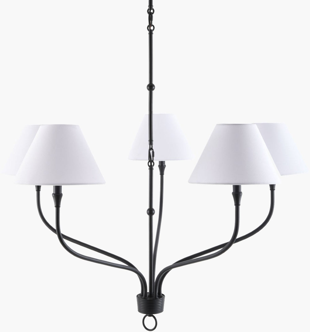 Livabliss The Johanna French Country Linen Shade Chandelier for Dining Rooms and Entryways GAJN-003
