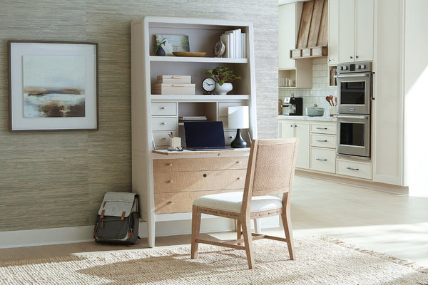 Hooker Furniture Hera Almond White & Figured Maple Hub With Drop-Front Desk, Jewelry Tray, Locking Drawer, Cord Cutout 6052-10309-80