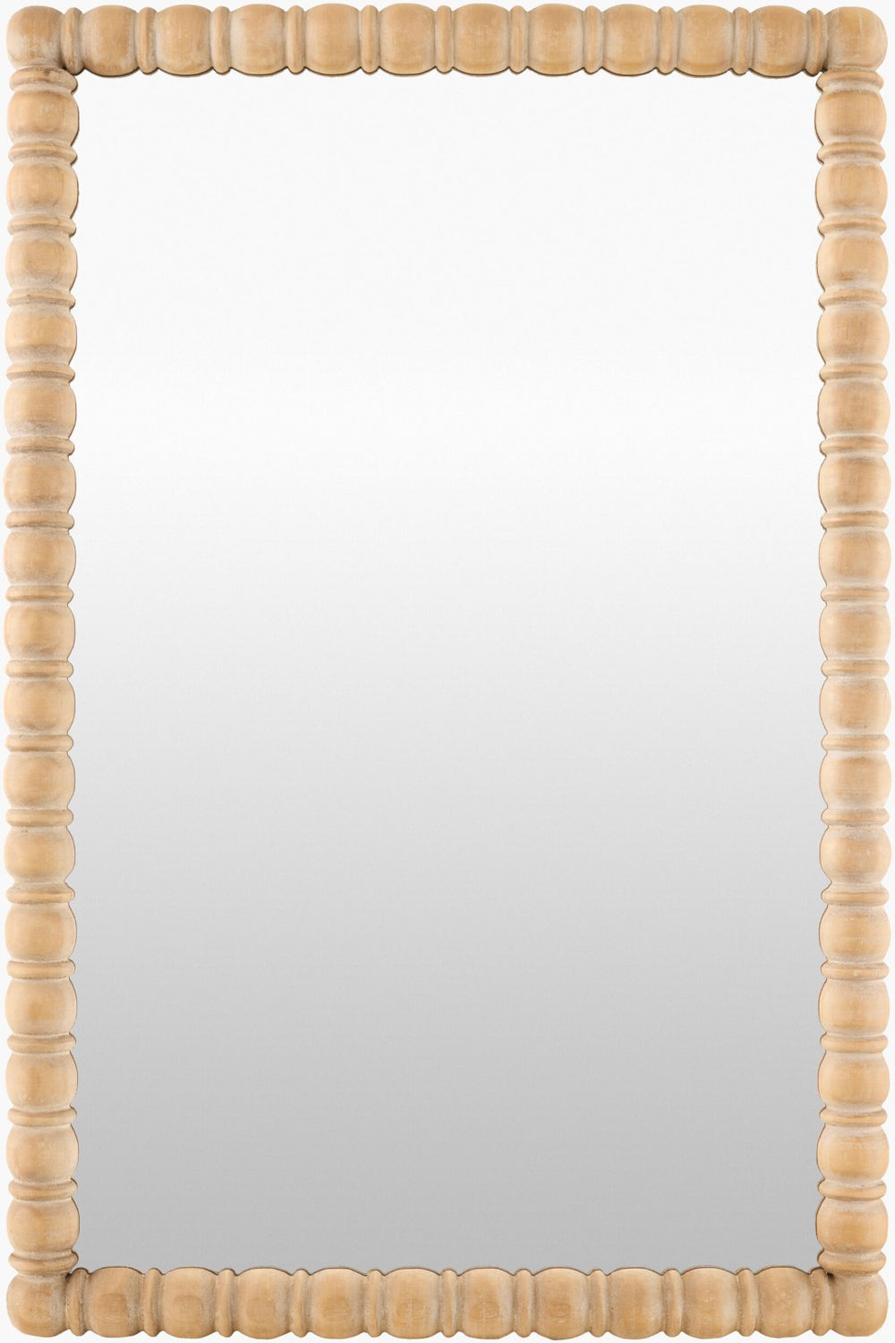 Livabliss Karling Blair Beaded Pine Wood Accent Mirror Handcrafted Bohemian Wall Decor Brown 39"H x 31"W x 2"D GAKB1000-3931