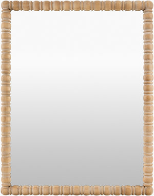 Livabliss Karling Blair Beaded Pine Wood Accent Mirror Handcrafted Bohemian Wall Decor Brown 39"H x 31"W x 2"D GAKB1000-3931