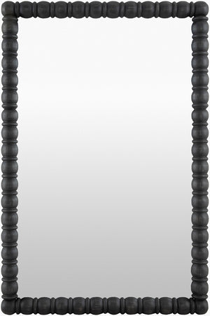Livabliss Karling Blair Beaded Pine Wood Accent Mirror Vertical Entryway Hallway Wall Decor Black 39"H x 31"W x 2"D GAKB1001-3931