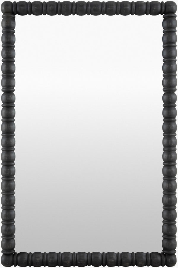 Livabliss Karling Blair Beaded Pine Wood Accent Mirror Vertical Entryway Hallway Wall Decor Black 39"H x 31"W x 2"D GAKB1001-3931