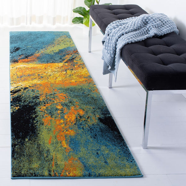 Safavieh Galaxy 117 Power Loomed Contemporary Rug Blue / Yellow GAL117L-26