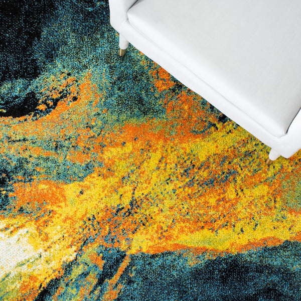 Safavieh Galaxy 117 Power Loomed Contemporary Rug Blue / Yellow GAL117L-26