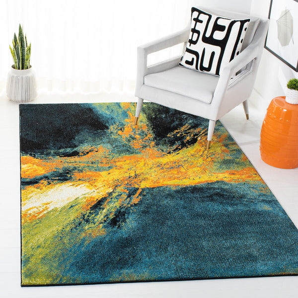 Safavieh Galaxy 117 Power Loomed Contemporary Rug Blue / Yellow GAL117L-26
