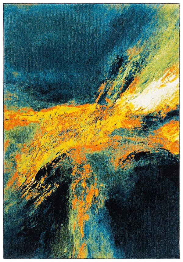 Safavieh Galaxy 117 Power Loomed Contemporary Rug Blue / Yellow GAL117L-26