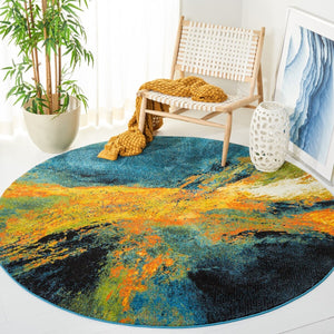 Safavieh Galaxy 117 Power Loomed Contemporary Rug Blue / Yellow GAL117L-26