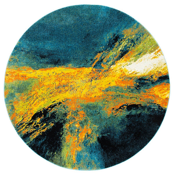 Safavieh Galaxy 117 Power Loomed Contemporary Rug Blue / Yellow GAL117L-26