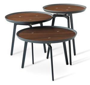 Soho Concept Galaxy Coffee Table: Modern Walnut Veneer Top With Grey Lacquer Edge & Stylish Black Metal Base   Soho-concept-dining-chair-13800