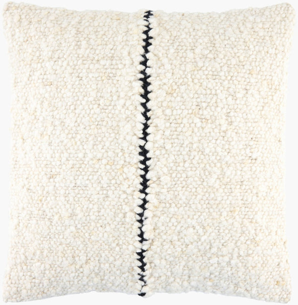 Livabliss Larocco Woven Wool Cotton Square Throw Pillow with Linear Motif Artisan Texture GALR001-1818D