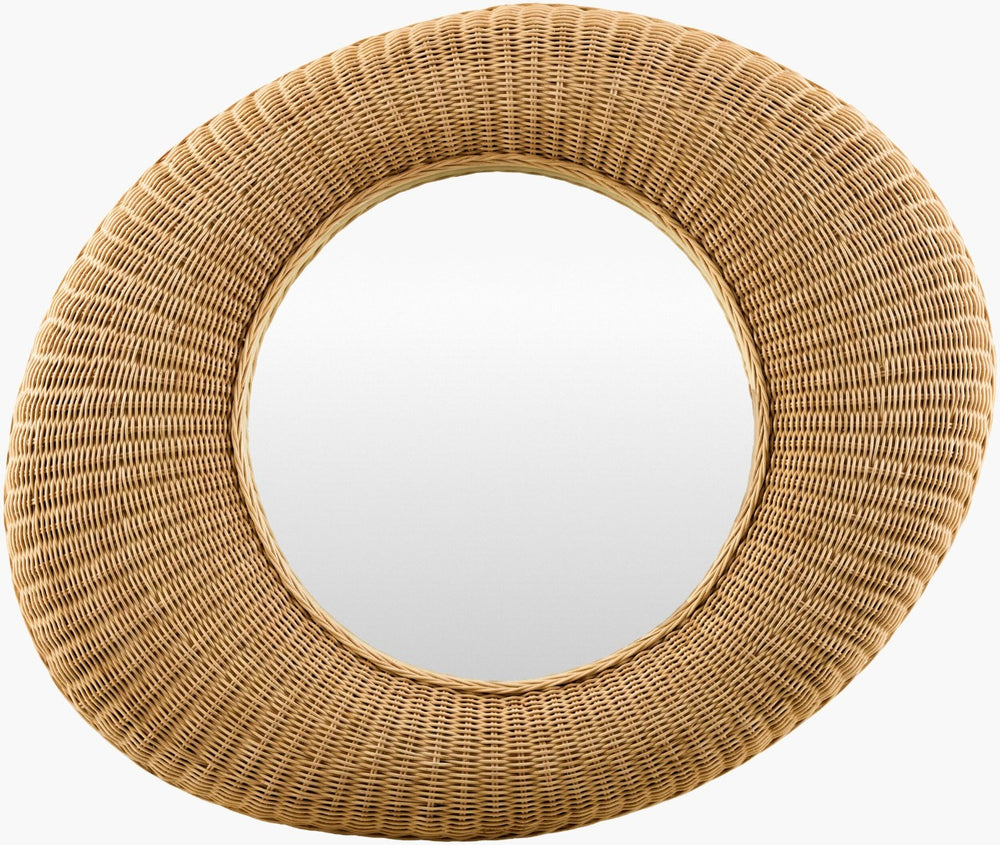 Livabliss Lye Woven Rattan Wall Mirror Handcrafted Bohemian Accent for Entryway or Bedroom GALY001-3239