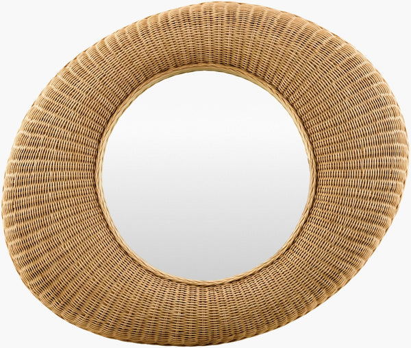 Livabliss Lye Woven Rattan Wall Mirror Handcrafted Bohemian Accent for Entryway or Bedroom GALY001-3239