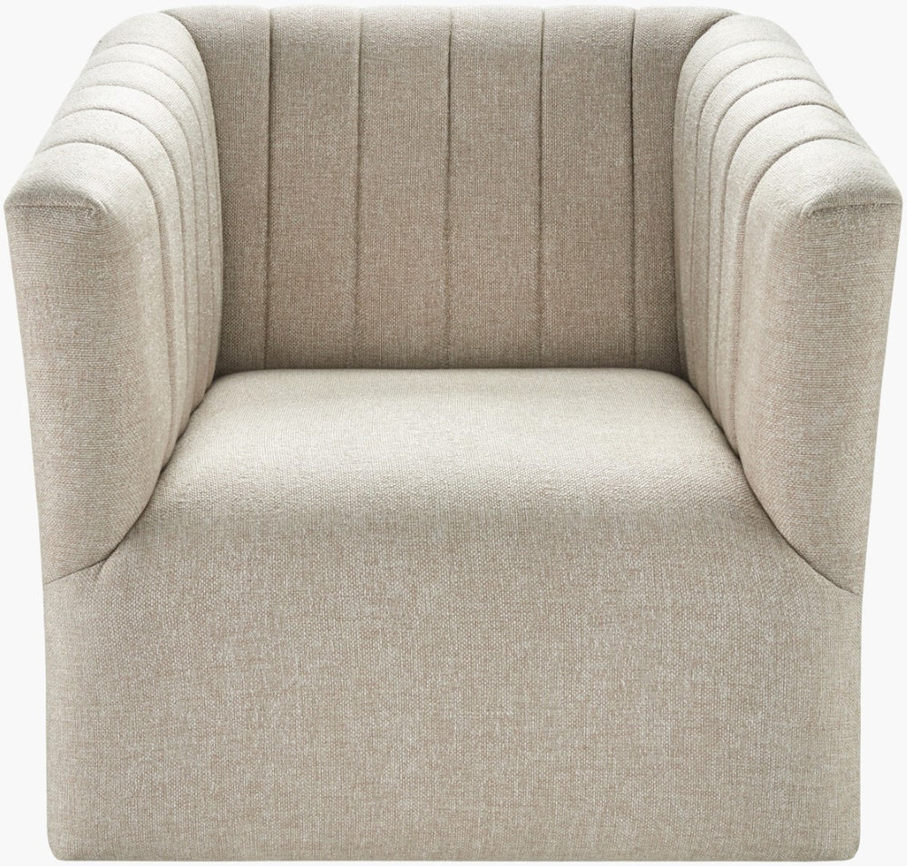 Surya Maggie Modern Swivel Chair - 30"H X 30"W X 28"D, Chic Beech Wood Base, Ultimate Comfort Upholstery Upholstery, Cream,Base, Wheat Polyester,Beechwood,Polyurethane Foam Gam-001