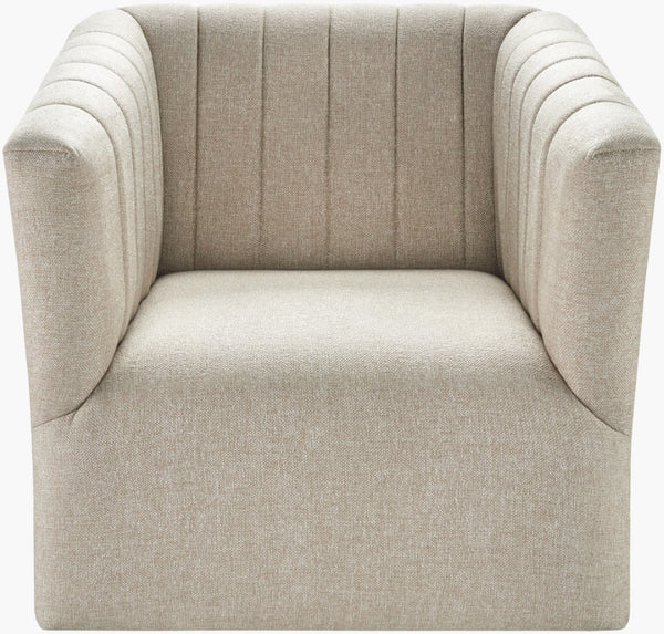 Surya Maggie Modern Swivel Chair - 30"H X 30"W X 28"D, Chic Beech Wood Base, Ultimate Comfort Upholstery Upholstery, Cream,Base, Wheat Polyester,Beechwood,Polyurethane Foam Gam-001