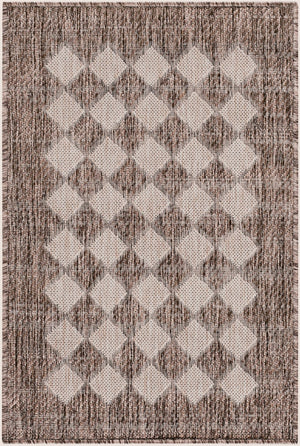 Livabliss Mulberry Geometric Polypropylene Area Rug Woven for Indoor Outdoor Entryway Use Tan, Dark Brown 2' x 2'11" GAMU2301-2211