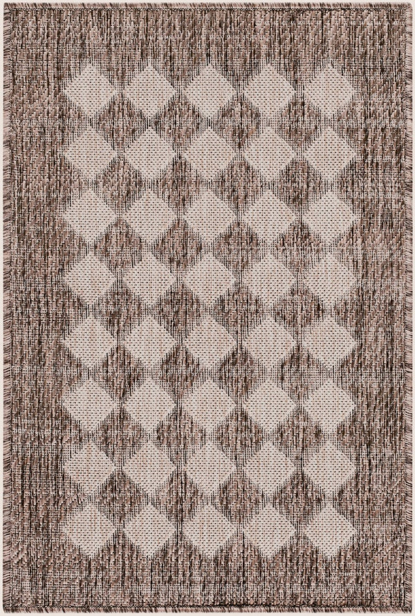 Livabliss Mulberry Geometric Polypropylene Area Rug Woven for Indoor Outdoor Entryway Use Tan, Dark Brown 2' x 2'11" GAMU2301-2211