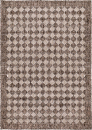 Livabliss Mulberry Geometric Polypropylene Area Rug Woven for Indoor Outdoor Entryway Use Tan, Dark Brown 5'3" x 7' GAMU2301-537