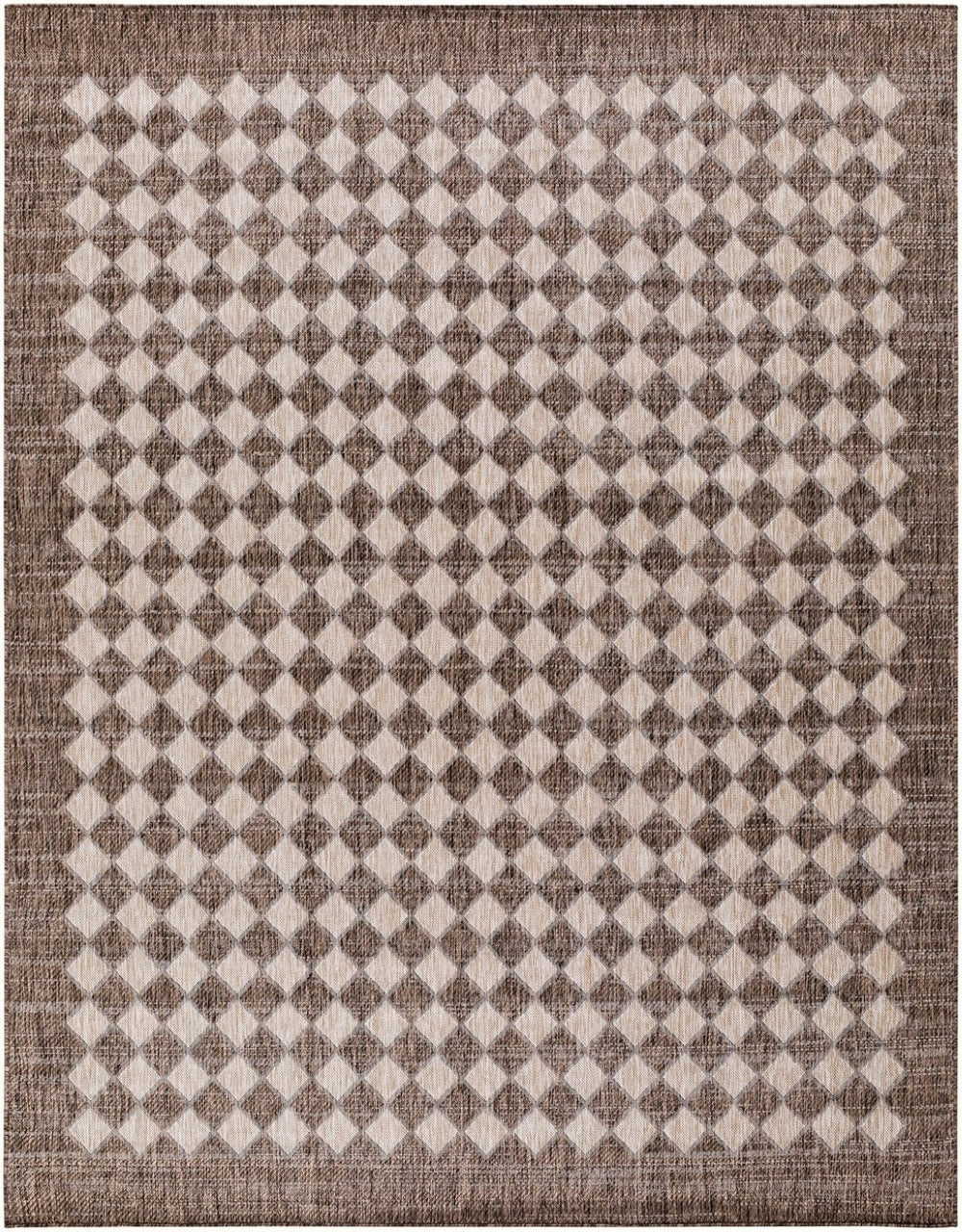 Livabliss Mulberry Geometric Polypropylene Area Rug Woven for Indoor Outdoor Entryway Use Tan, Dark Brown 7'10" x 10' GAMU2301-71010