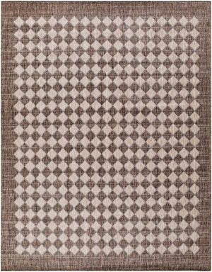 Livabliss Mulberry Geometric Polypropylene Area Rug Woven for Indoor Outdoor Entryway Use Tan, Dark Brown 7'10" x 10' GAMU2301-71010