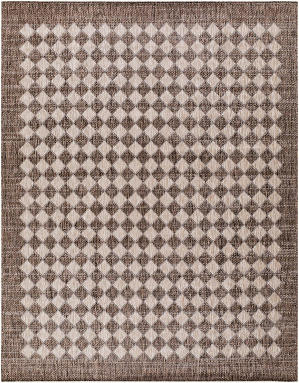 Livabliss Mulberry Geometric Polypropylene Area Rug Woven for Indoor Outdoor Entryway Use Tan, Dark Brown 7'10" x 10' GAMU2301-71010