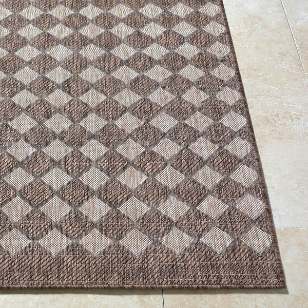 Livabliss Mulberry Geometric Polypropylene Area Rug Woven for Indoor Outdoor Entryway Use Tan, Dark Brown 5'3" x 7' GAMU2301-537