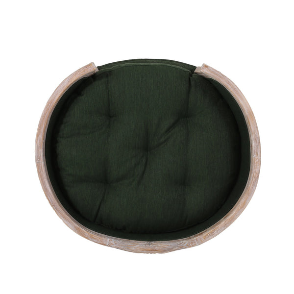 English Elm Pet Bed with Tufted Cushion Solid Birch Turned Legs Upholstered Living Room Sofa Style Old Pine 72913.00PINE