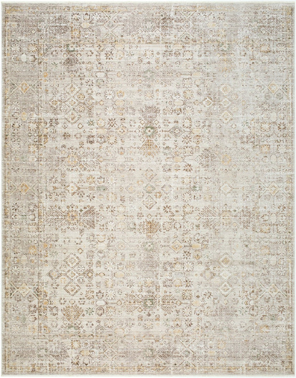 Livabliss Myrtle Avenue Floral Geometric Area Rug with Fringe Detail for Living Room Decor Taupe, Medium G 7'10" x 10'2" GAMY2300-710102