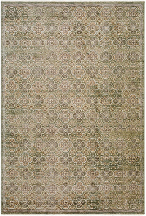 Livabliss Myrtle Avenue Geometric Floral Block Print Area Rug with Fringe for Living Room Olive, Mustard 7'10" x 10'2" GAMY2301-710102