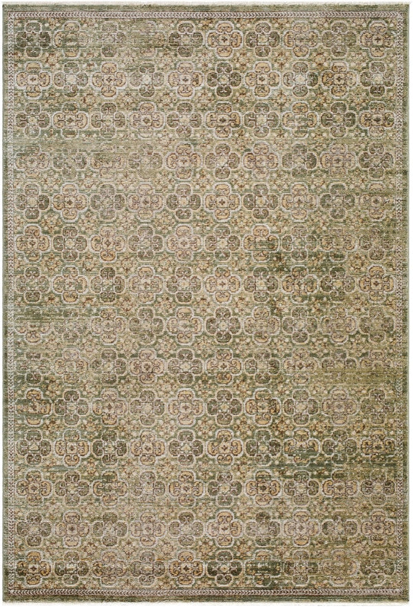 Livabliss Myrtle Avenue Geometric Floral Block Print Area Rug with Fringe for Living Room Olive, Mustard 7'10" x 10'2" GAMY2301-710102