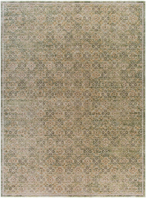 Livabliss Myrtle Avenue Geometric Floral Block Print Area Rug with Fringe for Living Room Olive, Mustard 8'10" x 12'2" GAMY2301-810122