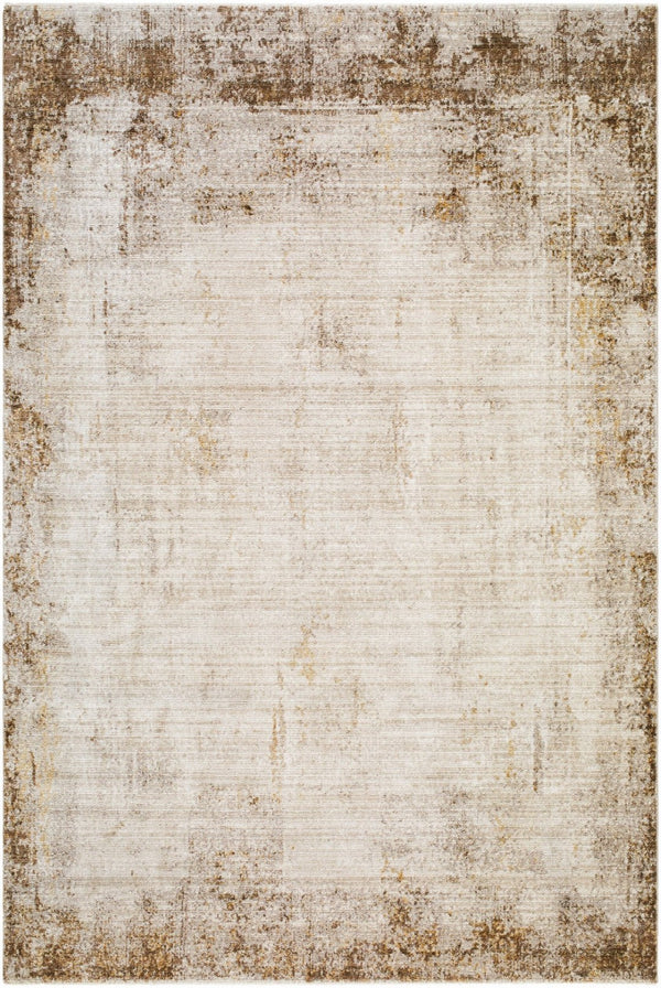 Livabliss Myrtle Avenue Warm Abstract Area Rug with Fringe Bohemian Living Room Accent Taupe, Cream 6'7" x 9' GAMY2303-679